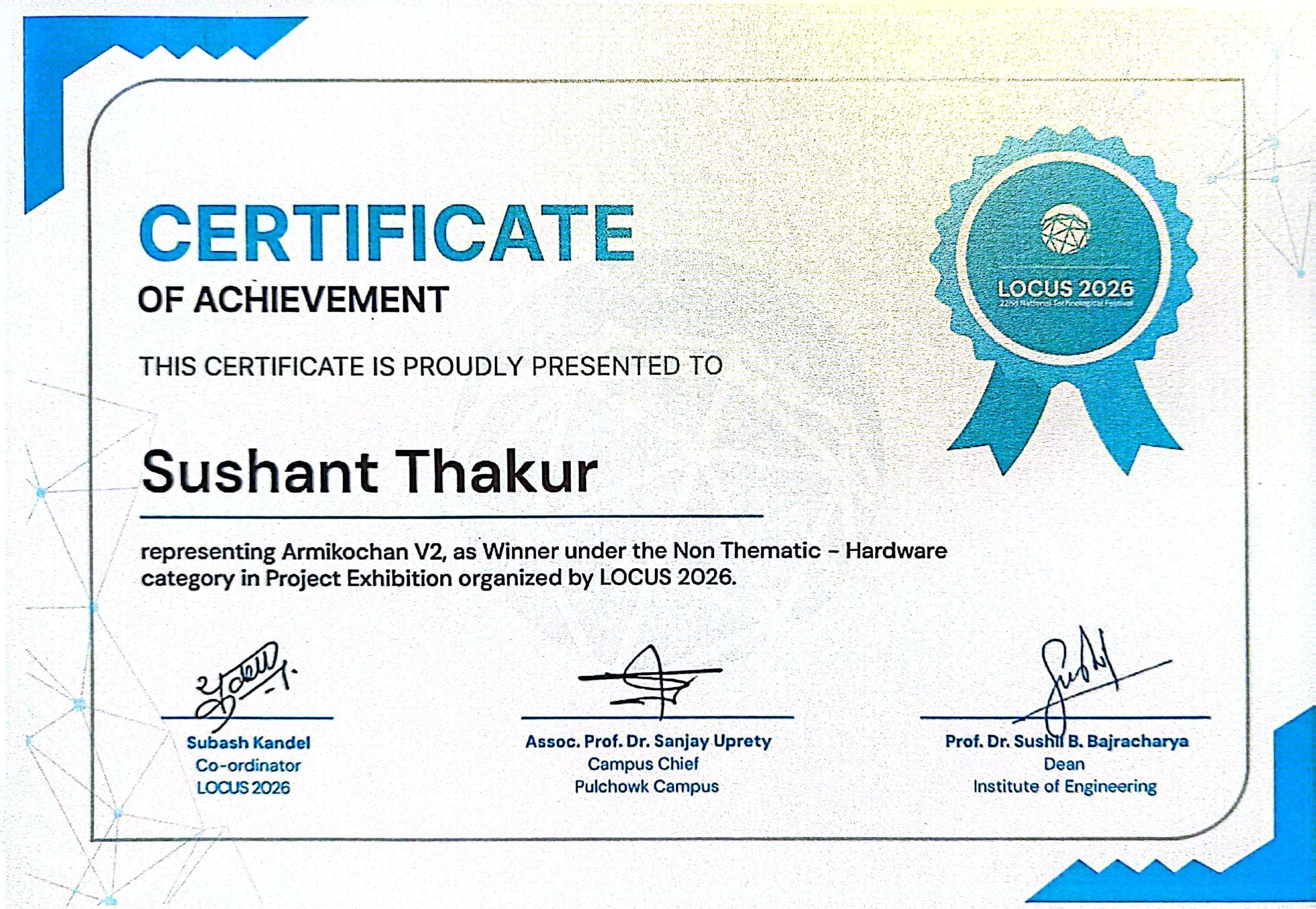 Winner under Non-Thematic Hardware - LOCUS 2026