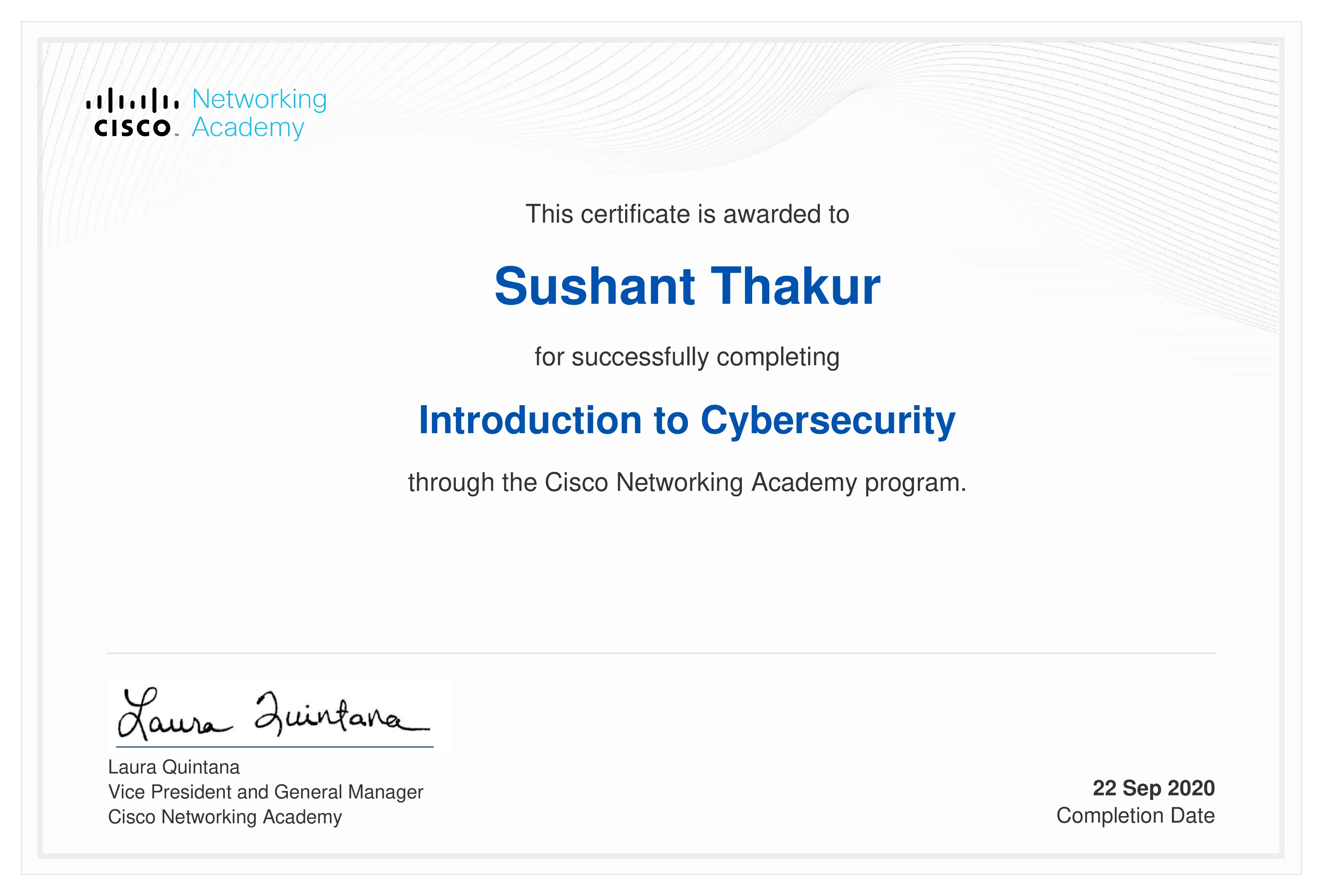 Introduction to Cybersecurity by CISCO