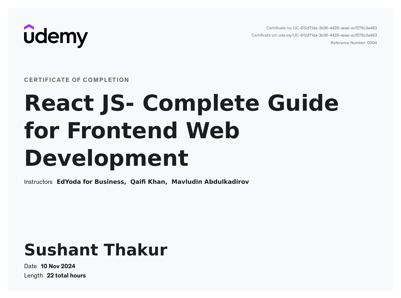 React JS - Complete Guide for Frontend Web Development